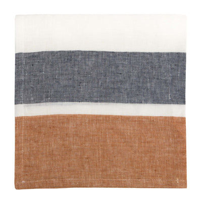 Bold Stripe Linen Rust Napkins - Set of 4