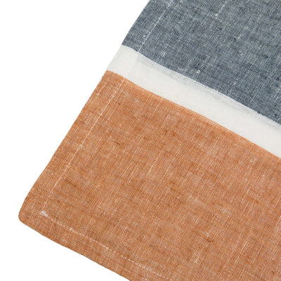 Bold Stripe Linen Rust Napkins - Set of 4
