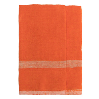 Laundered Linen Kitchen Towels Orange & Natural, Set of 2