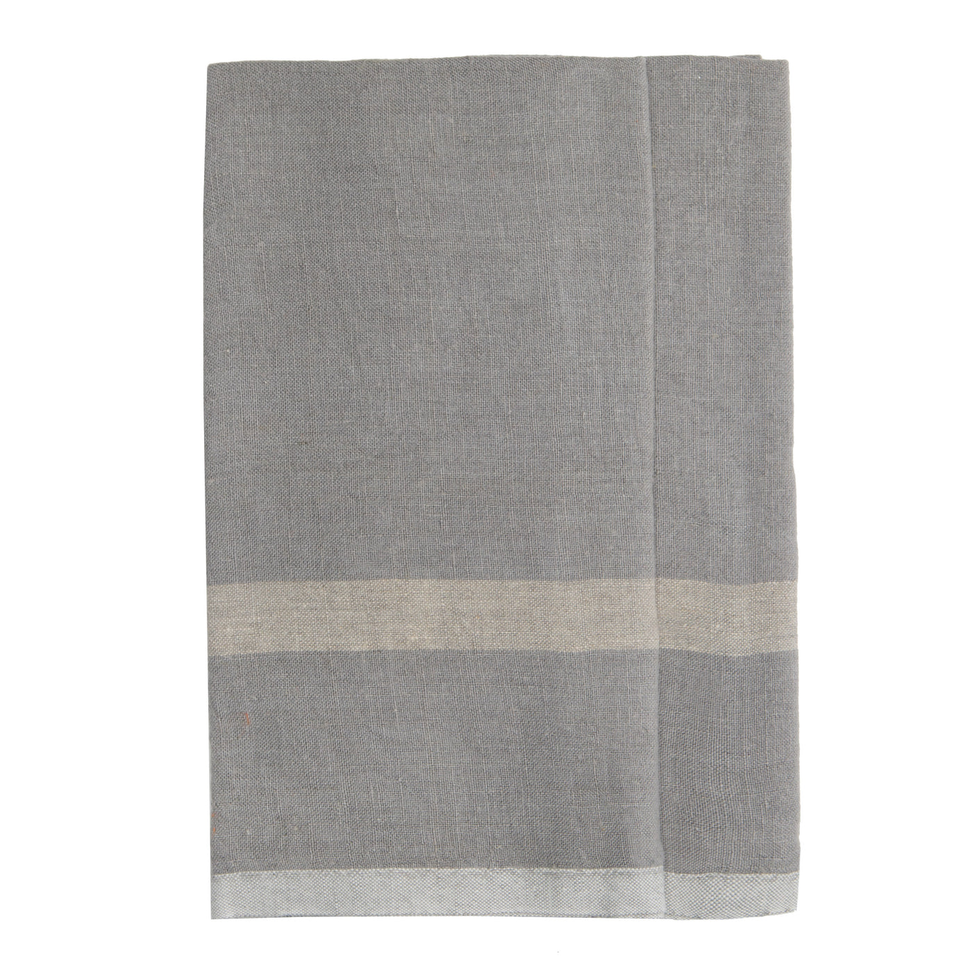Laundered Linen Kitchen Towels Grey & Natural, Set of 2