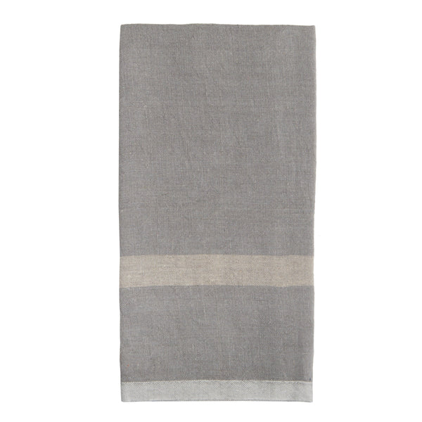 Laundered Linen Kitchen Towels Grey & Natural, Set of 2