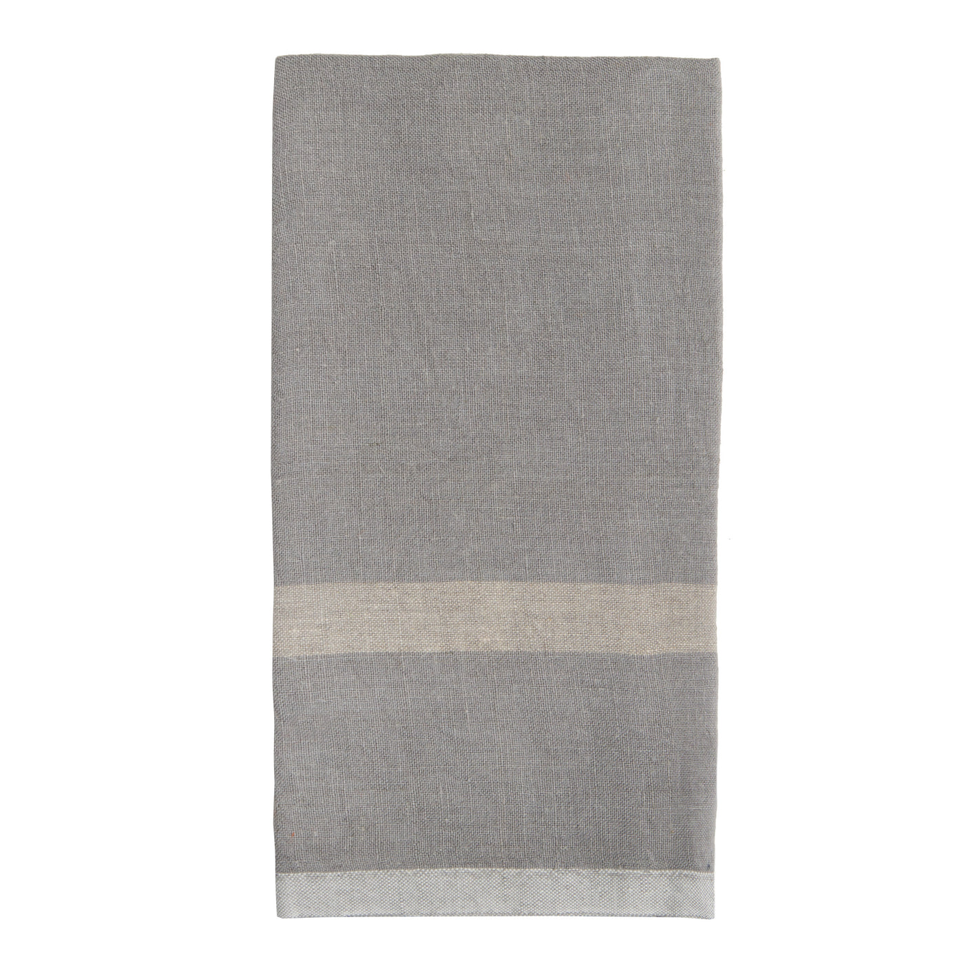 Laundered Linen Kitchen Towels Grey & Natural, Set of 2