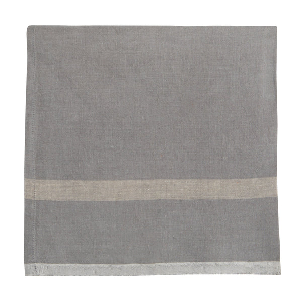 Laundered Linen Napkins Grey & Natural, Set of 4