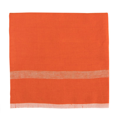 Laundered Linen Napkins Orange & Natural, Set of 4