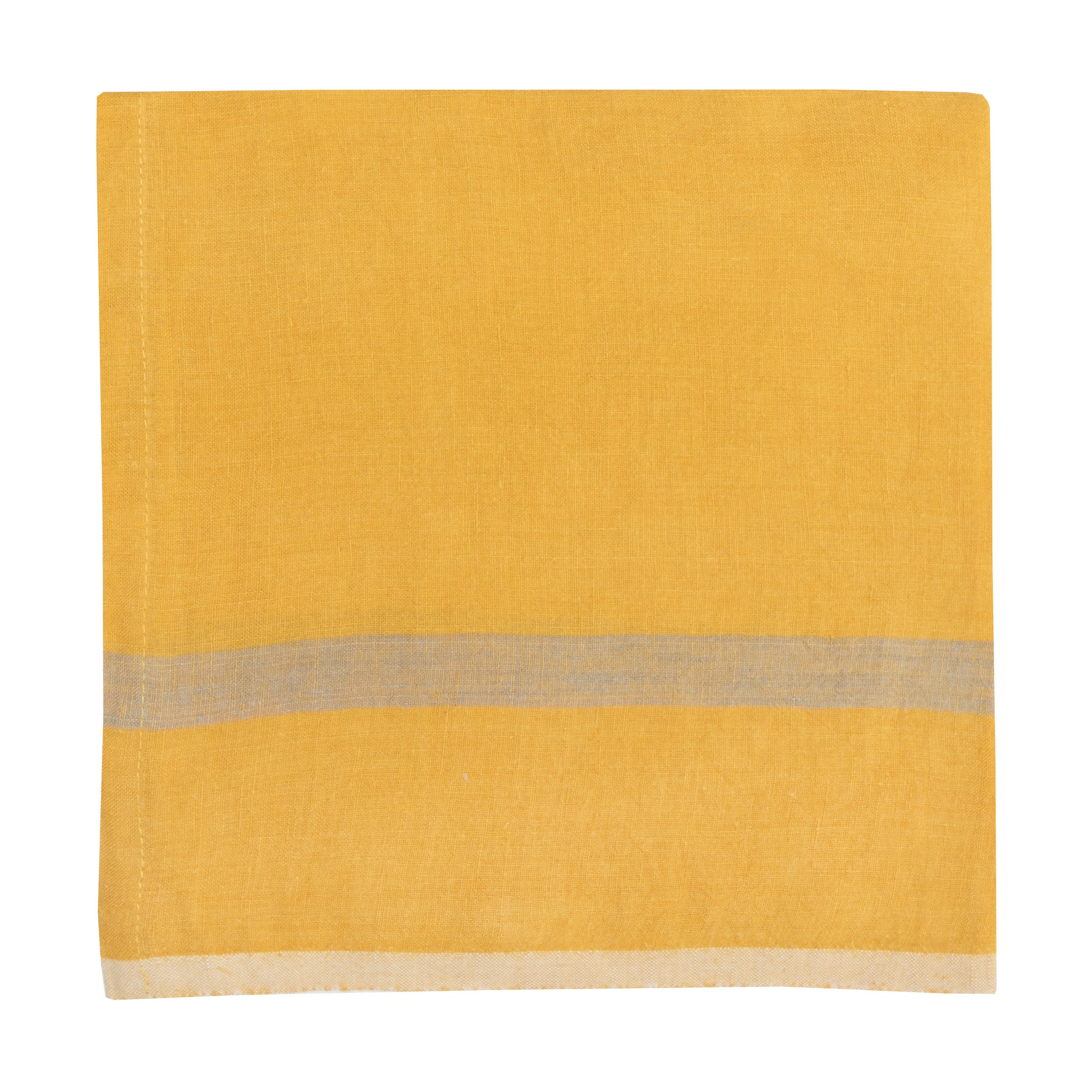 Laundered Linen Napkins Mustard & Grey, Set of 4