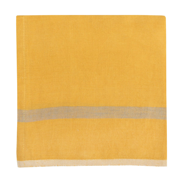 Laundered Linen Napkins Mustard & Grey, Set of 4