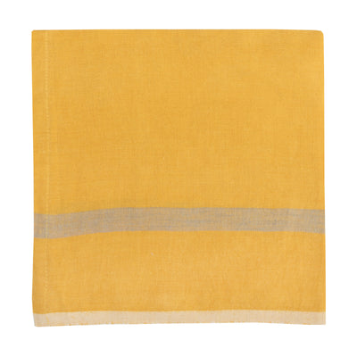 Laundered Linen Napkins Mustard & Grey, Set of 4