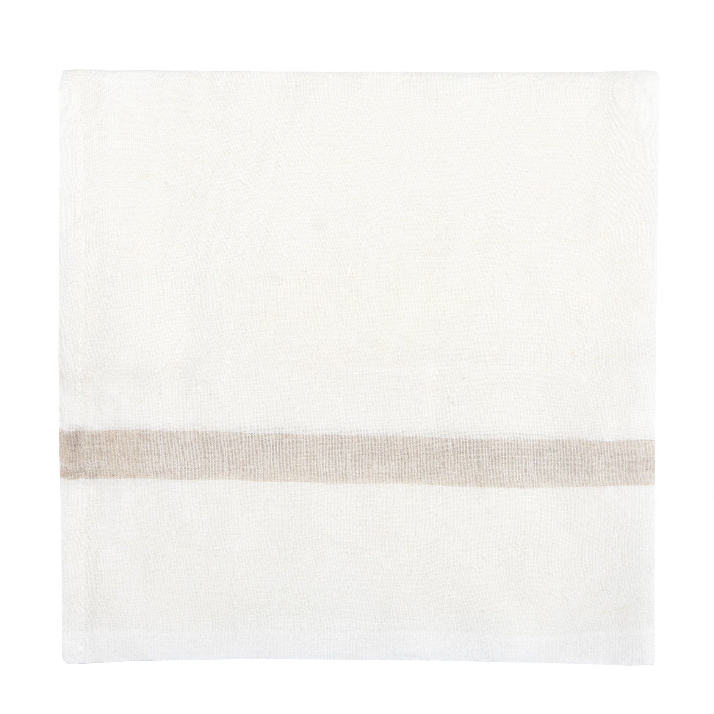 Khadhi Laundered Linen Napkins White/Natural Stripe - By Caravan ...
