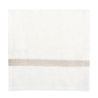 Laundered Linen Napkins White & Natural, Set of 4