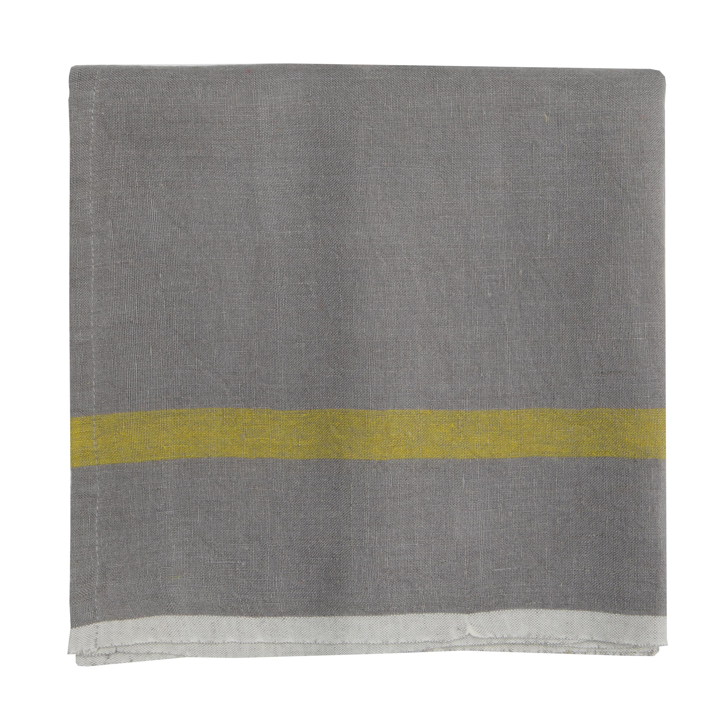 Laundered Linen Napkins Grey & Lime, Set of 4