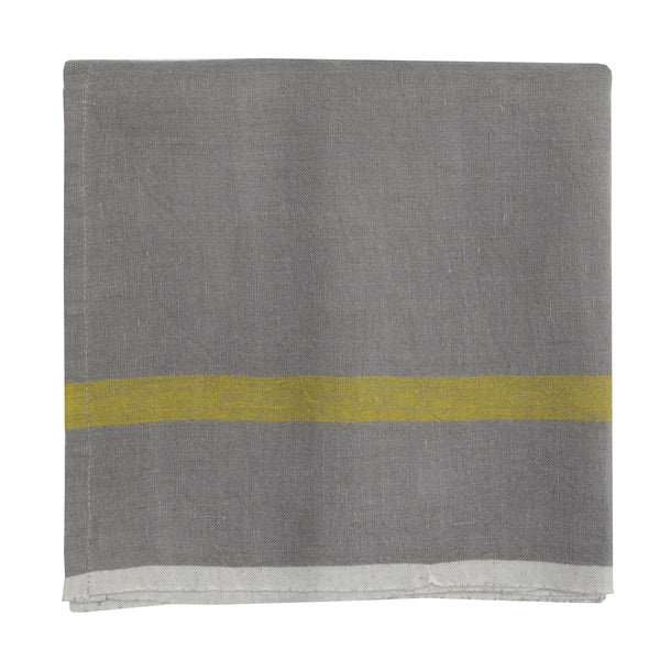 Laundered Linen Napkins Grey & Lime, Set of 4