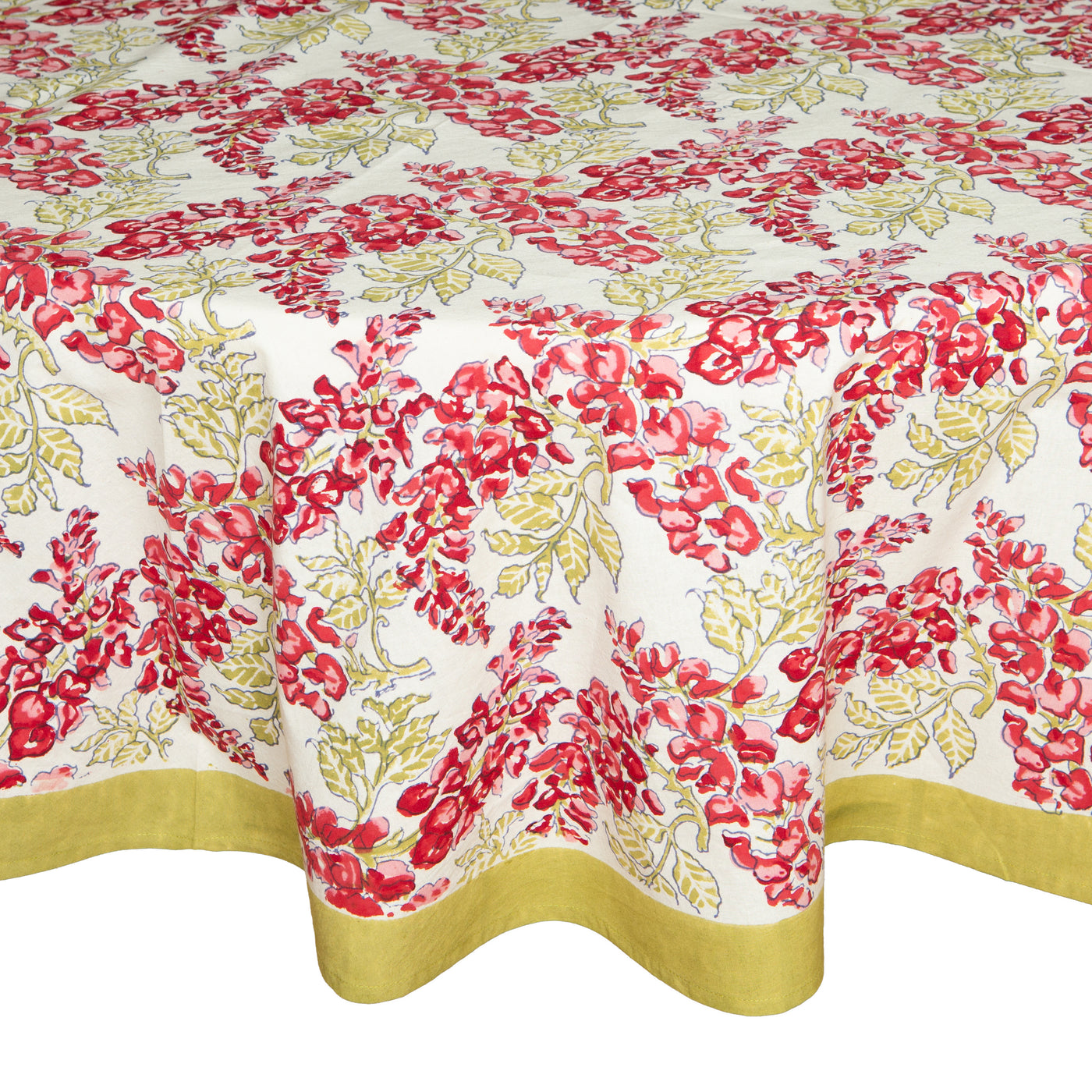 French Tablecloth Wisteria Green & Pink
