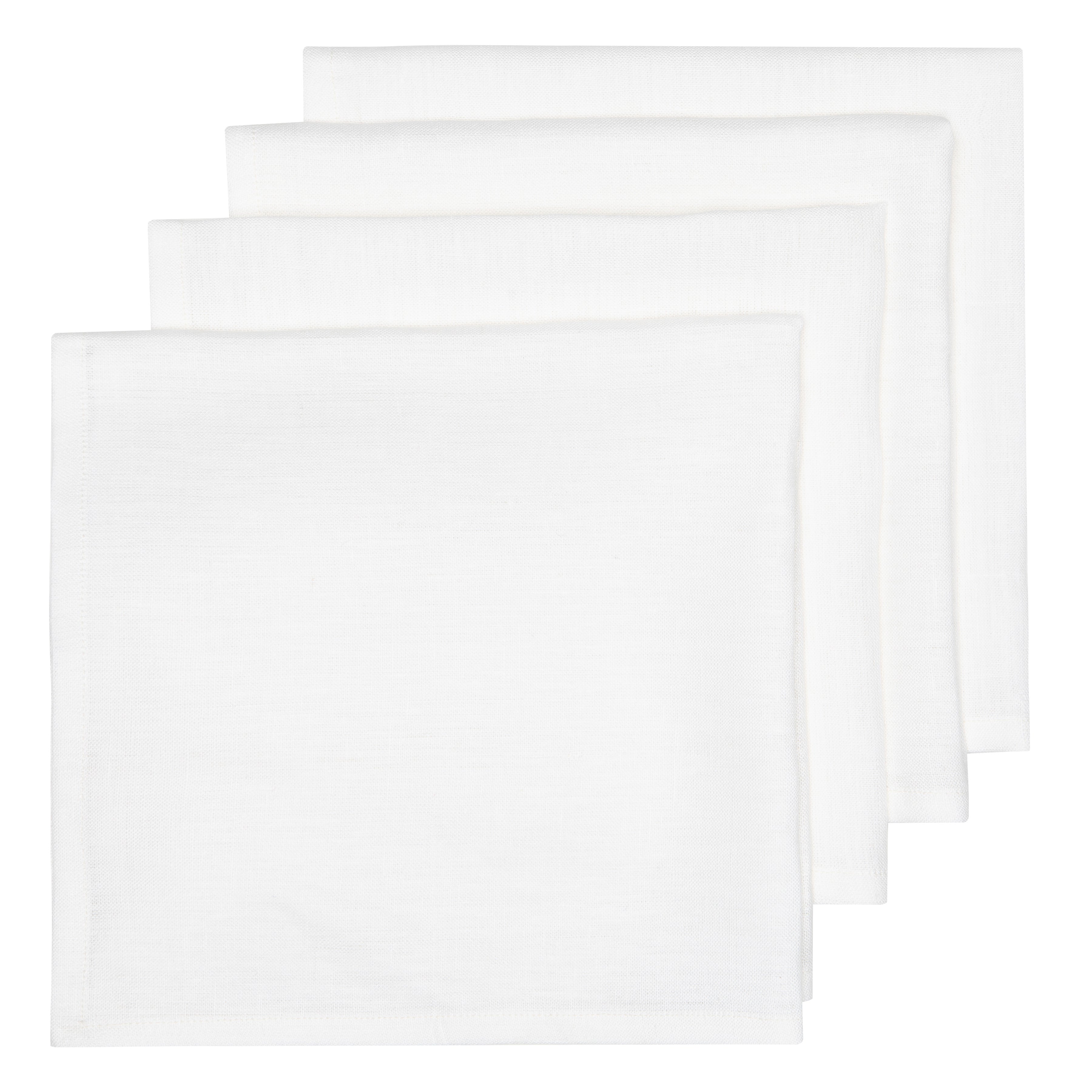 Palma Handwoven Linen White Napkins 20x20 - Set of 4