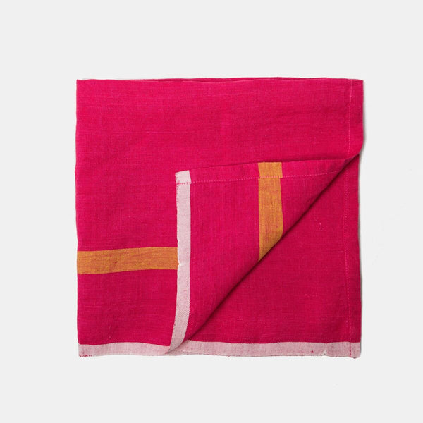 Laundered Linen Napkins Pink & Lime, Set of 4