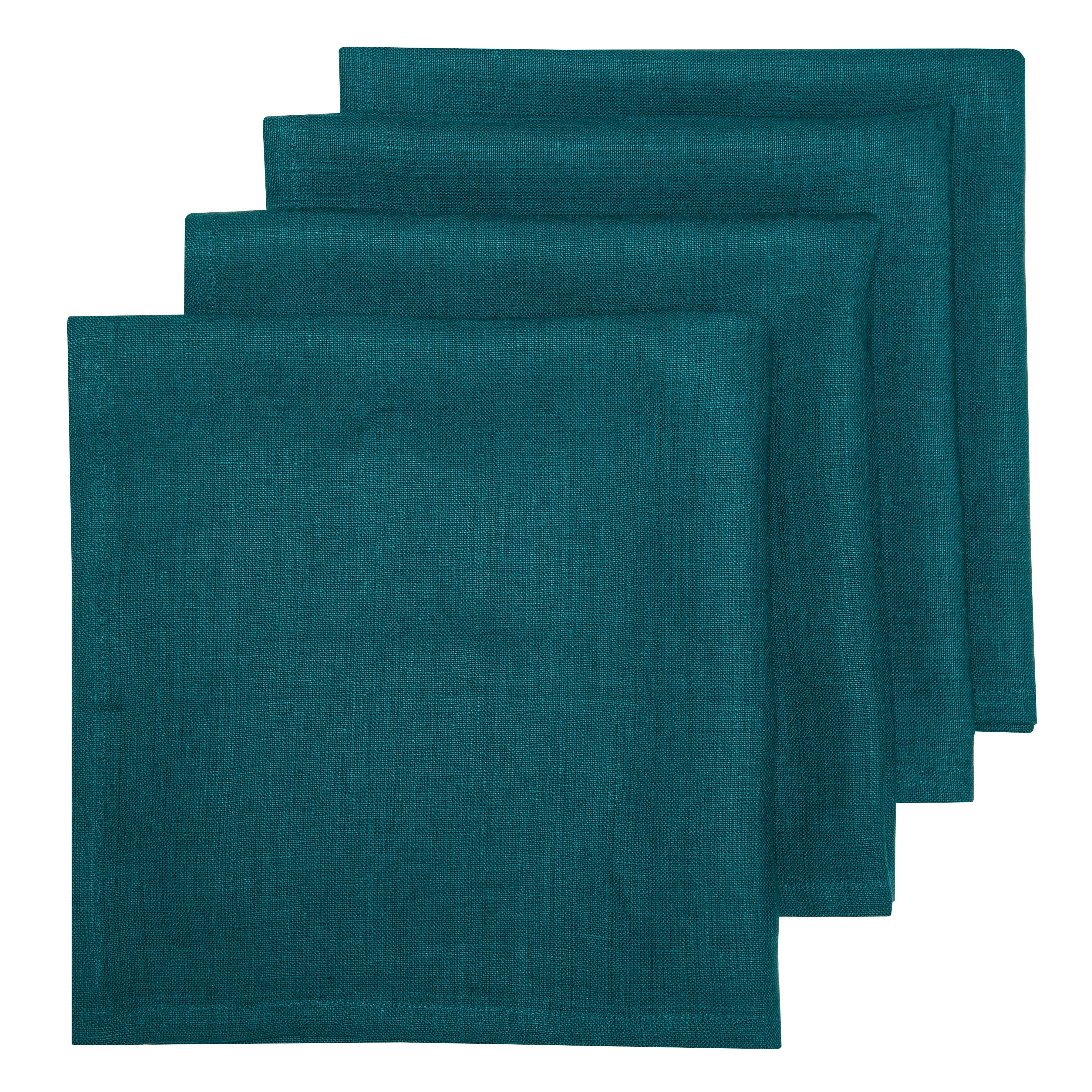 Palma Handwoven Linen Teal Blue Napkins 20x20 - Set of 4
