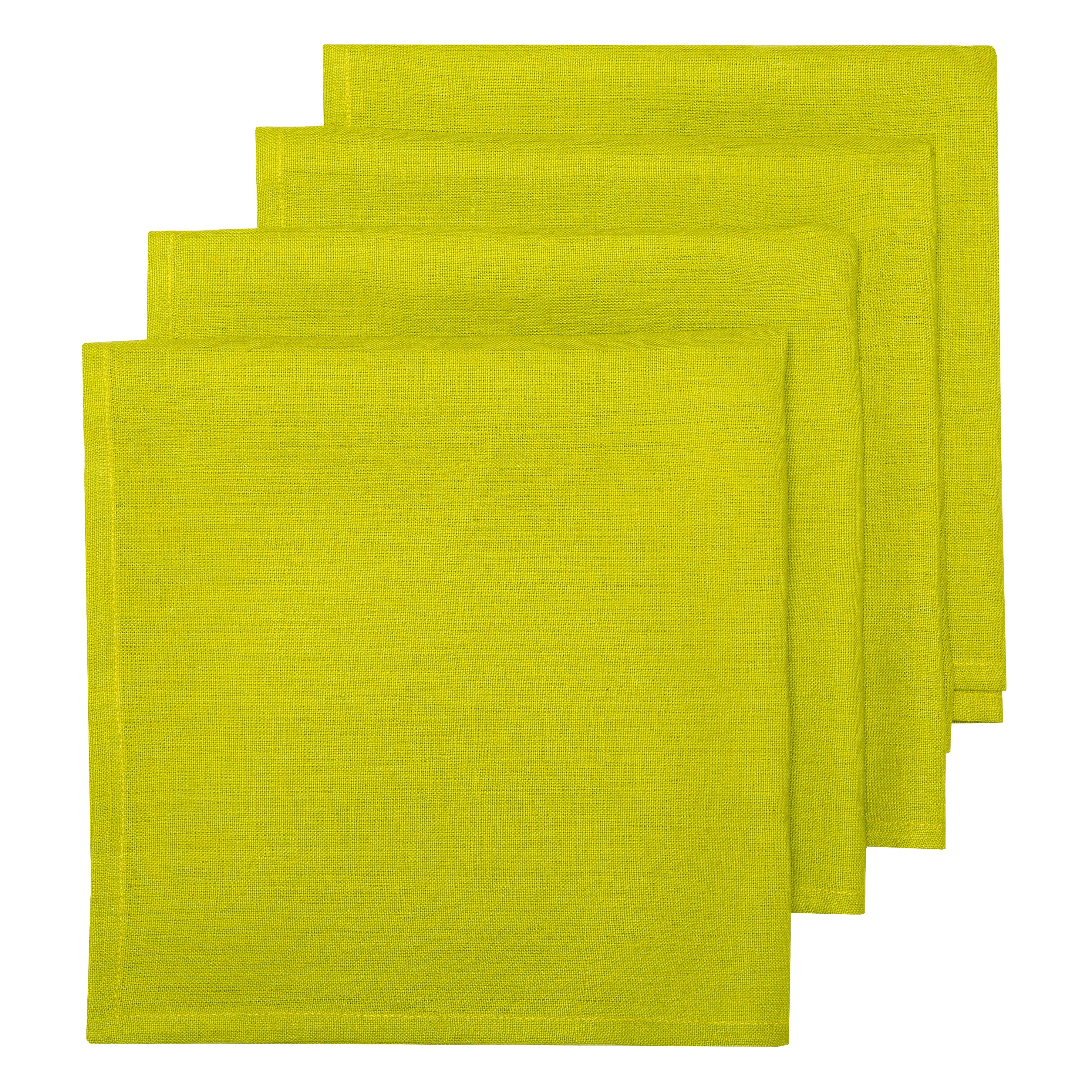 Palma Handwoven Linen Citronelle Green Napkins 20x20 - Set of 4