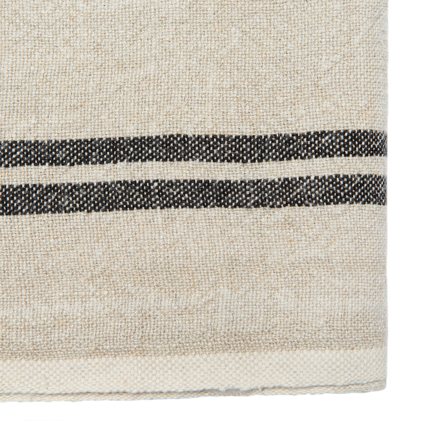 Vintage Linen Kitchen Towels Natural & Black, Set of 2