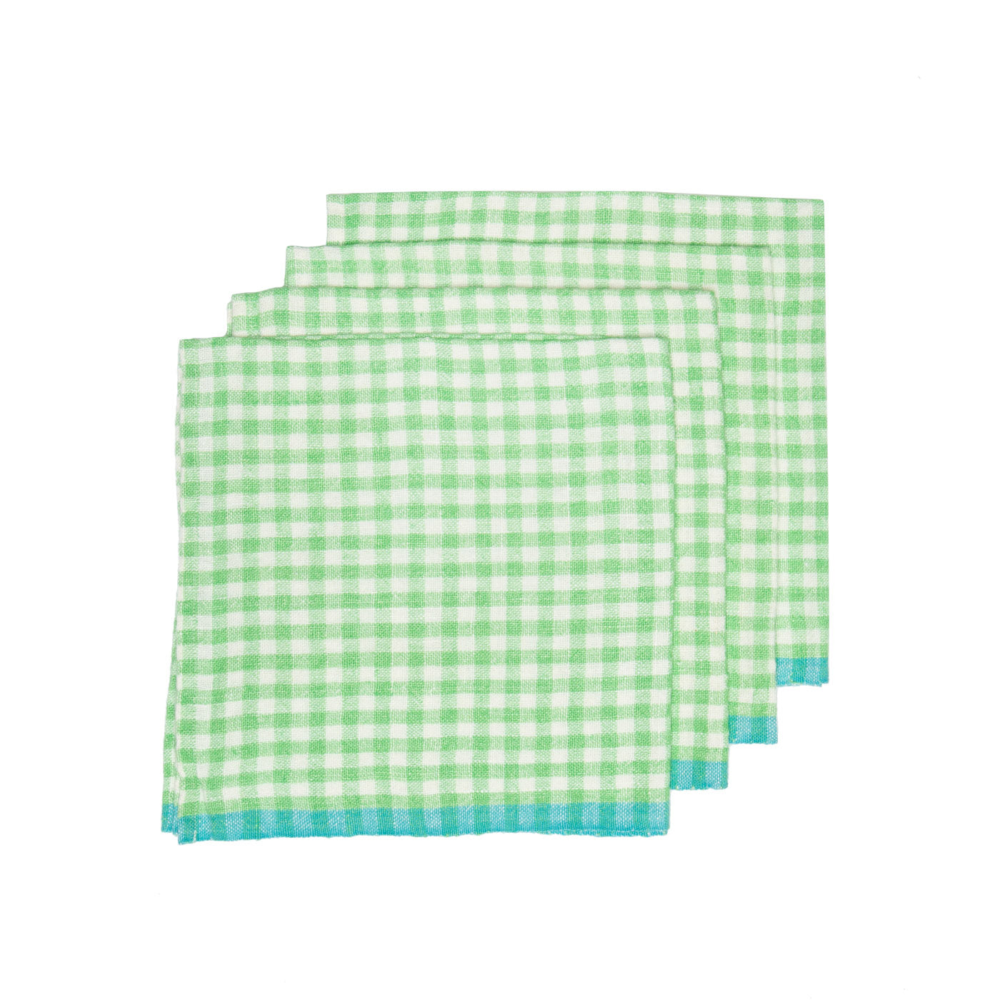 Two-Tone Gingham Napkins Lime & Aqua, Set of 4