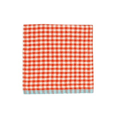 Two-Tone Gingham Napkins Orange & Aqua, Set of 4