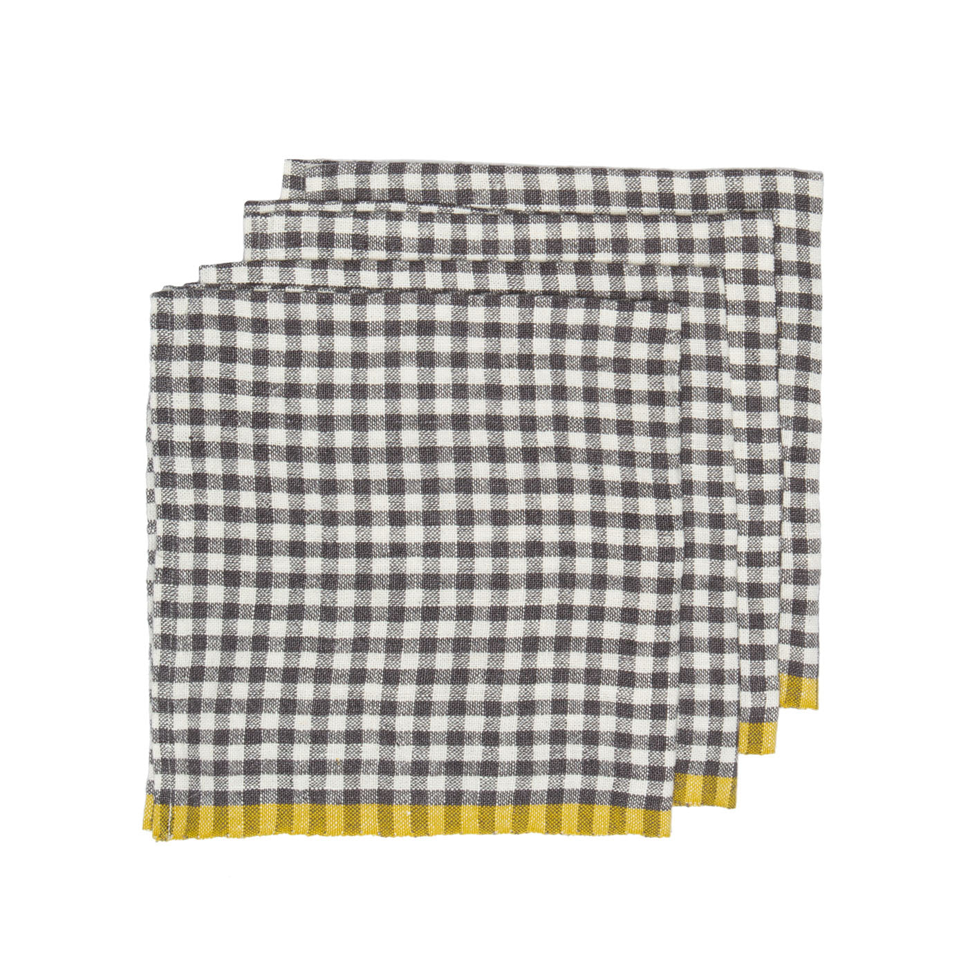 Two-Tone Gingham Napkins Grey & Dijon, Set of 4