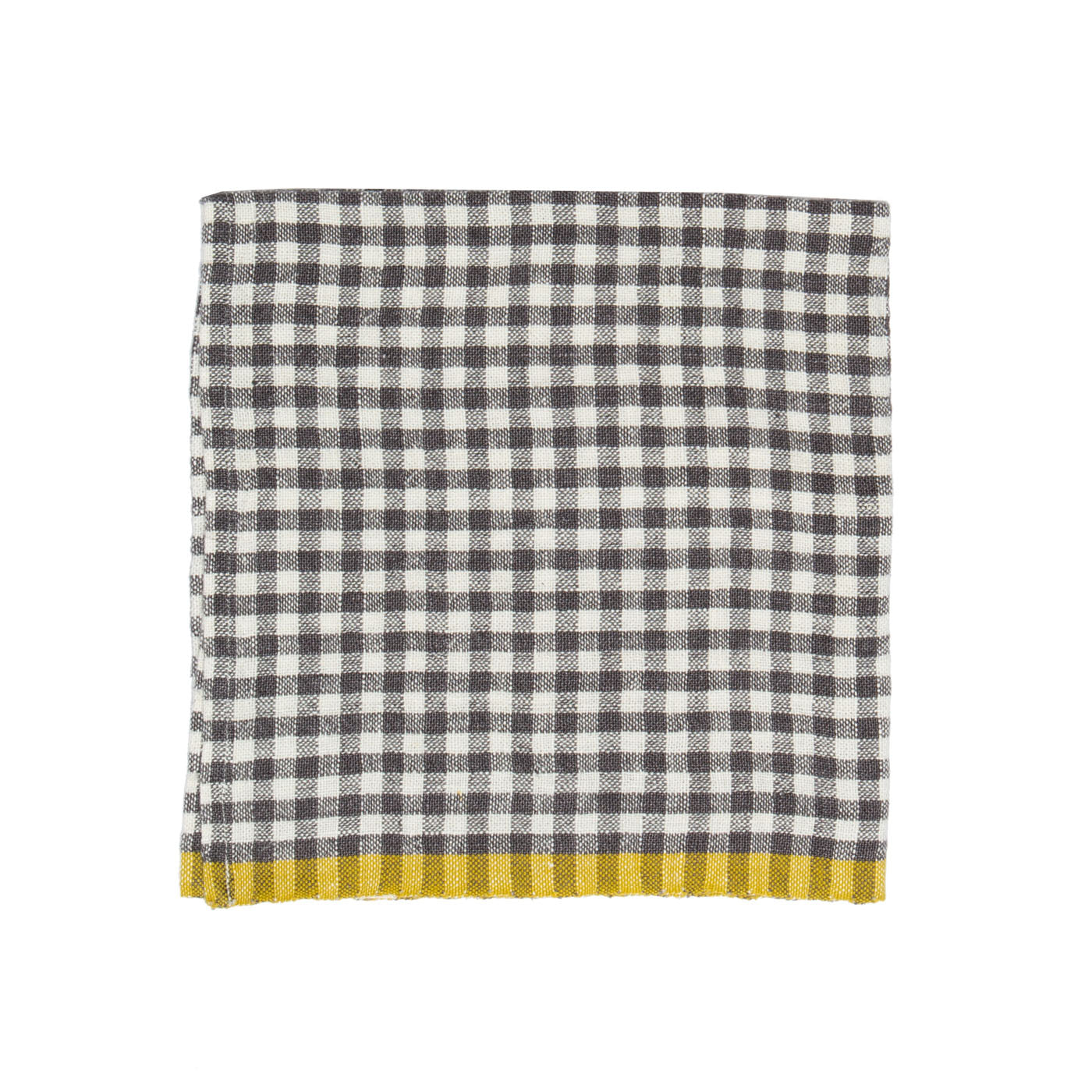 Two-Tone Gingham Napkins Grey & Dijon, Set of 4