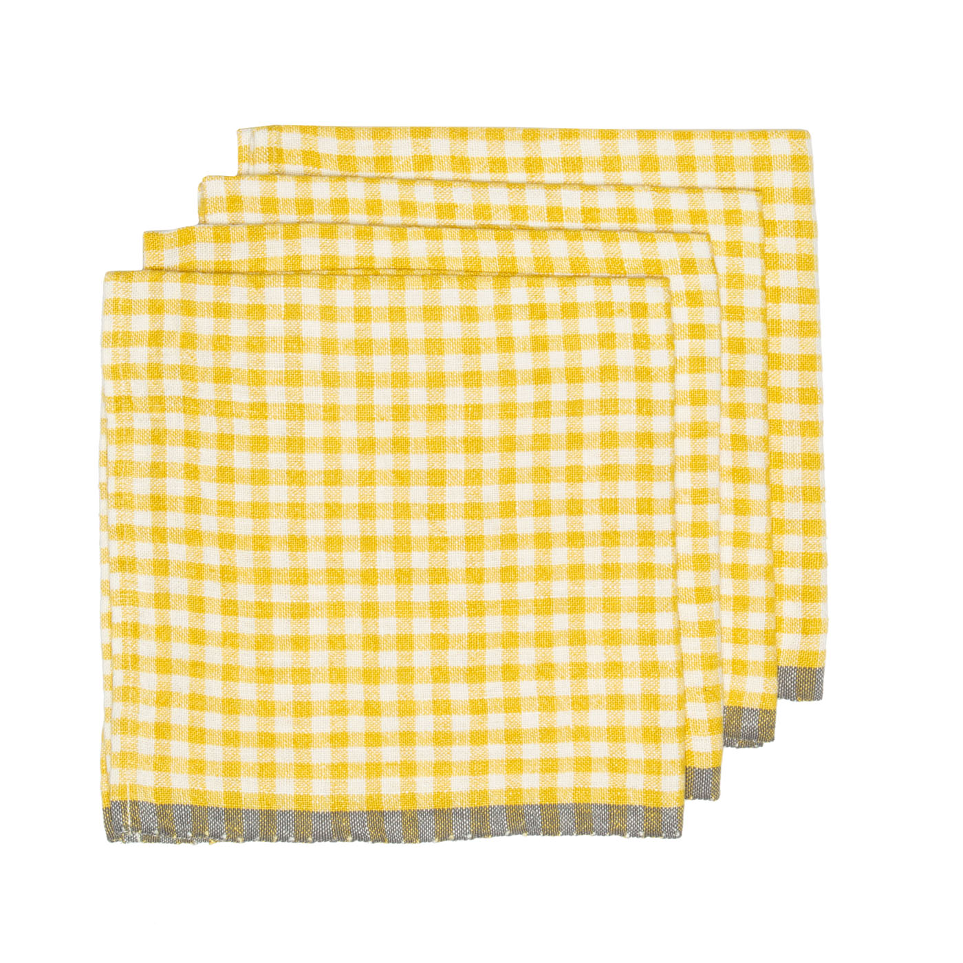 Two-Tone Gingham Napkins Dijon & Grey, Set of 4