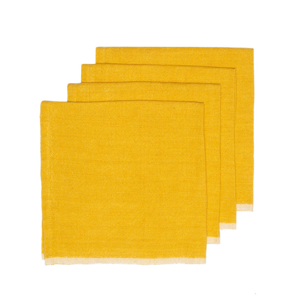 Chunky Linen Mustard Napkins, Set of 4