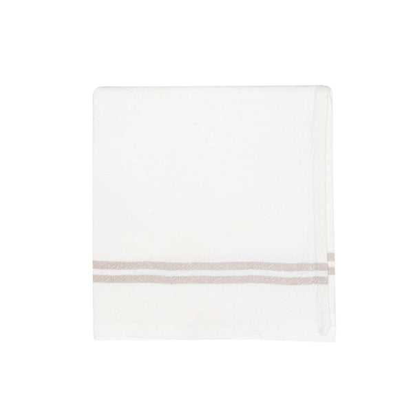 Vintage Linen Napkins Ivory & Grey, Set of 4