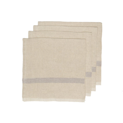 Laundered Linen Napkins Natural & Grey, Set of 4