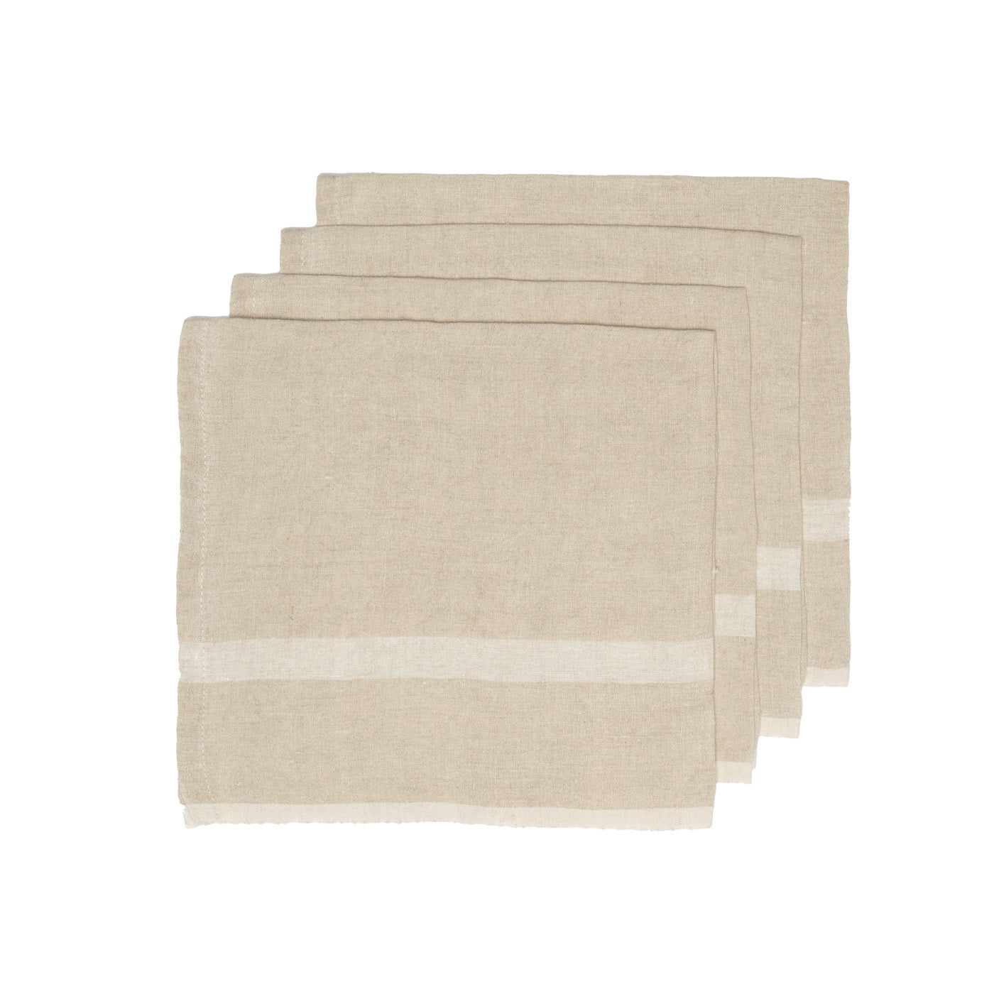 Laundered Linen Napkins Natural & White, Set of 4