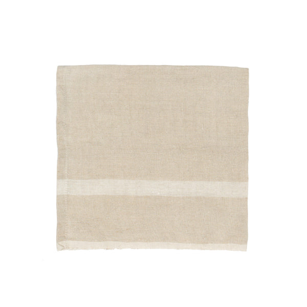Laundered Linen Napkins Natural & White, Set of 4