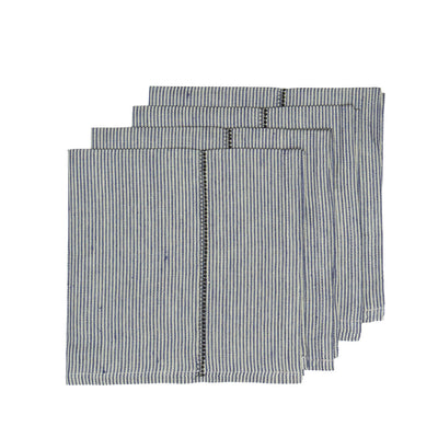 Linen Stitch Napkins Chambray Stripe, Set of 4