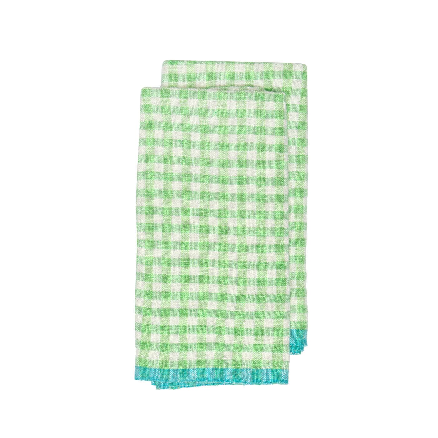 Two-Tone Gingham Kitchen Kitchen Towels Lime & Aqua, Set of 2