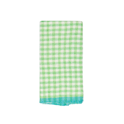 Two-Tone Gingham Kitchen Kitchen Towels Lime & Aqua, Set of 2