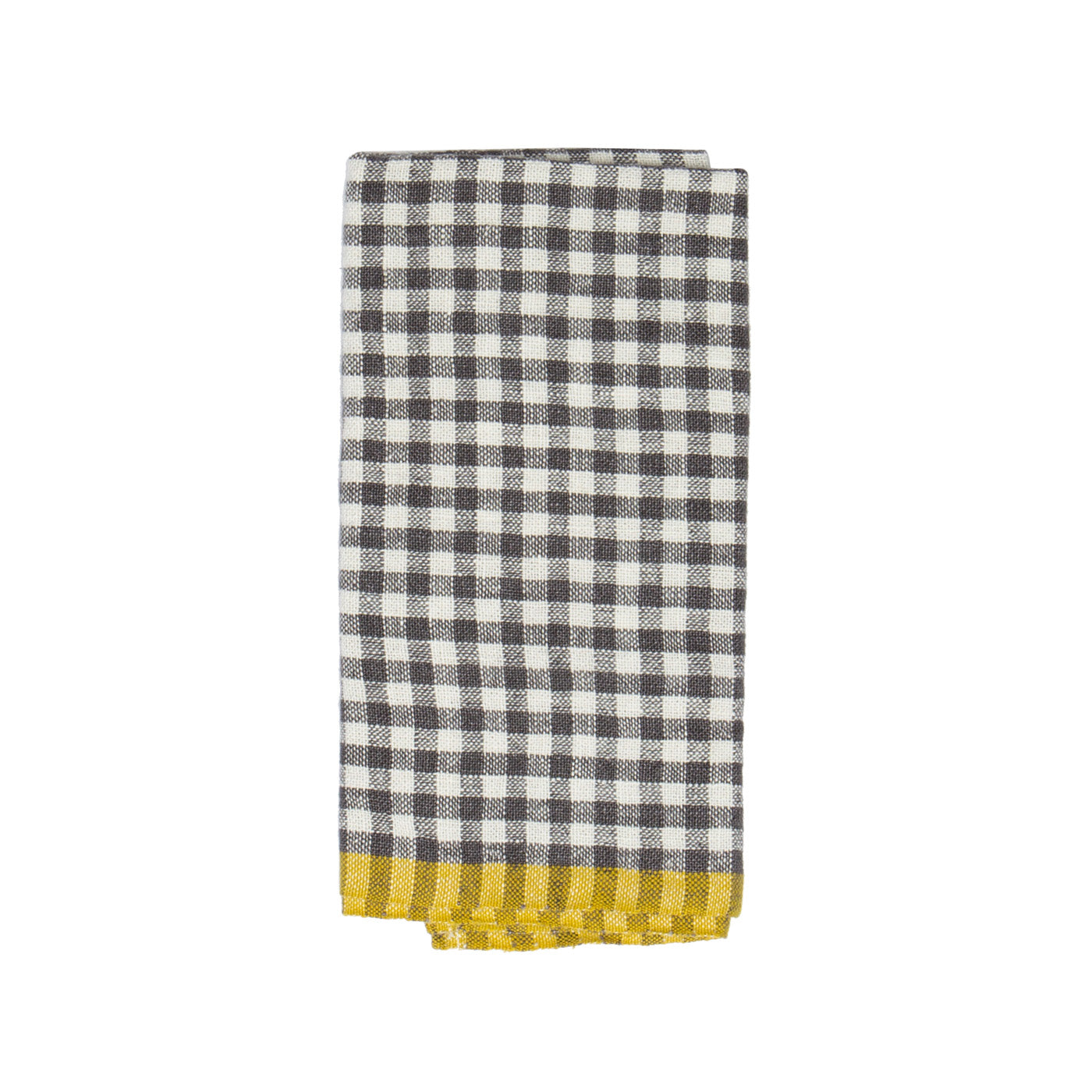 Two-Tone Gingham Kitchen Towels Grey & Dijon, Set of 2