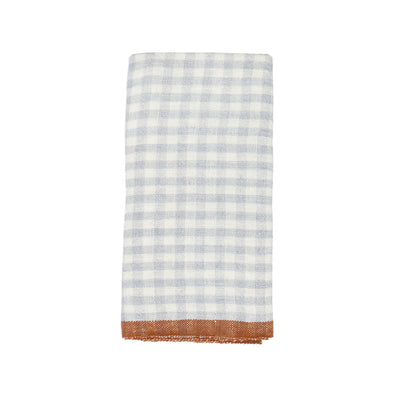 Two-Tone Gingham Kitchen Towels Blue & Cognac, Set of 2