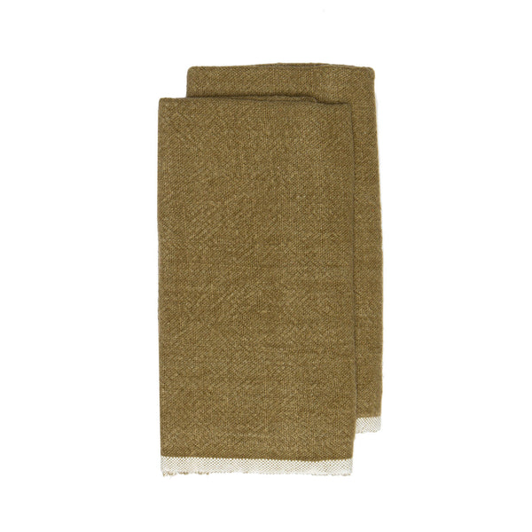 Chunky Linen Forest Green Kitchen Towels, Set of 2