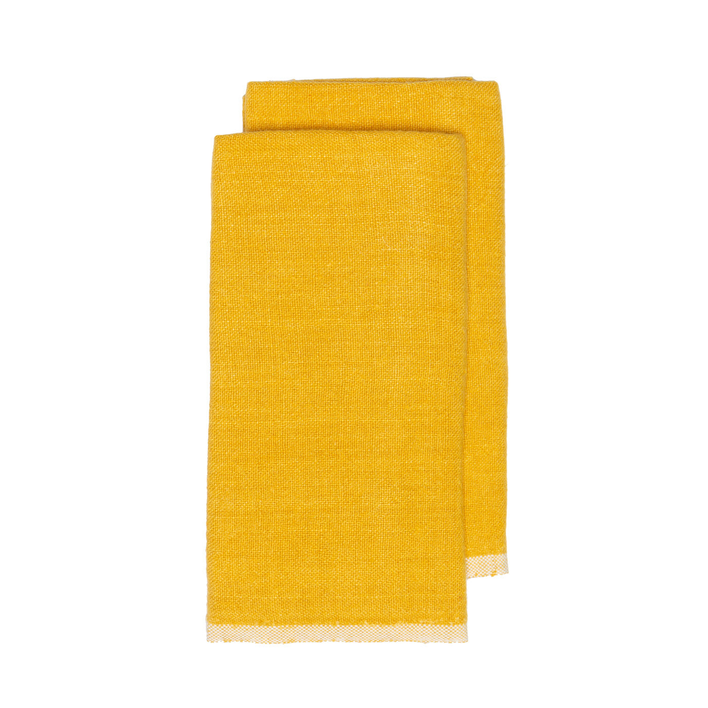 Chunky Linen Mustard Kitchen Towels, Set of 2