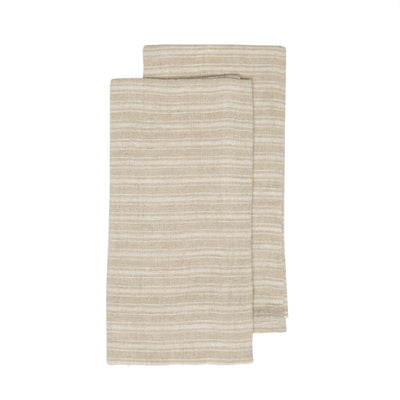 Boat Stripe Linen Kitchen Towels Natural & White, Set of 2
