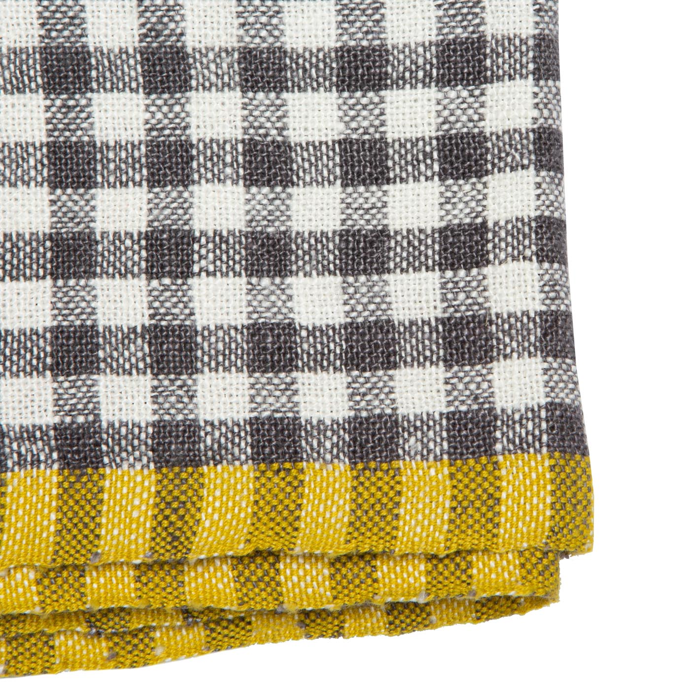 Two-Tone Gingham Napkins Grey & Dijon, Set of 4