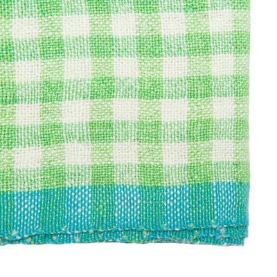 Two-Tone Gingham Kitchen Kitchen Towels Lime & Aqua, Set of 2