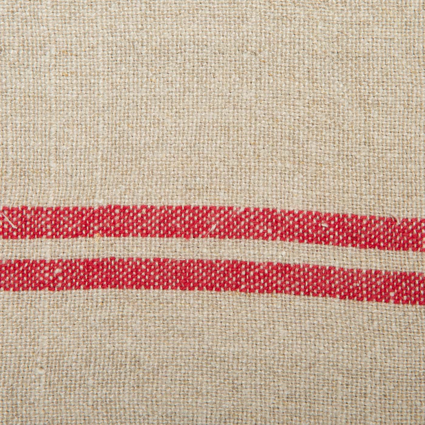Vintage Linen Napkins Natural & Red, Set of 4