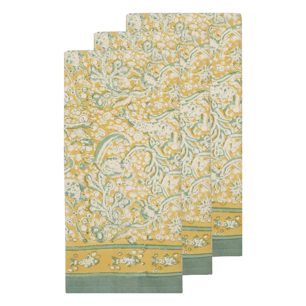 La Mer Tea Towels Aqua & Citrine, Set of 3