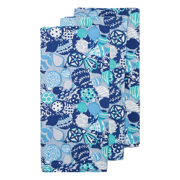 Ornaments Tea Towels Blue, Set of 3
