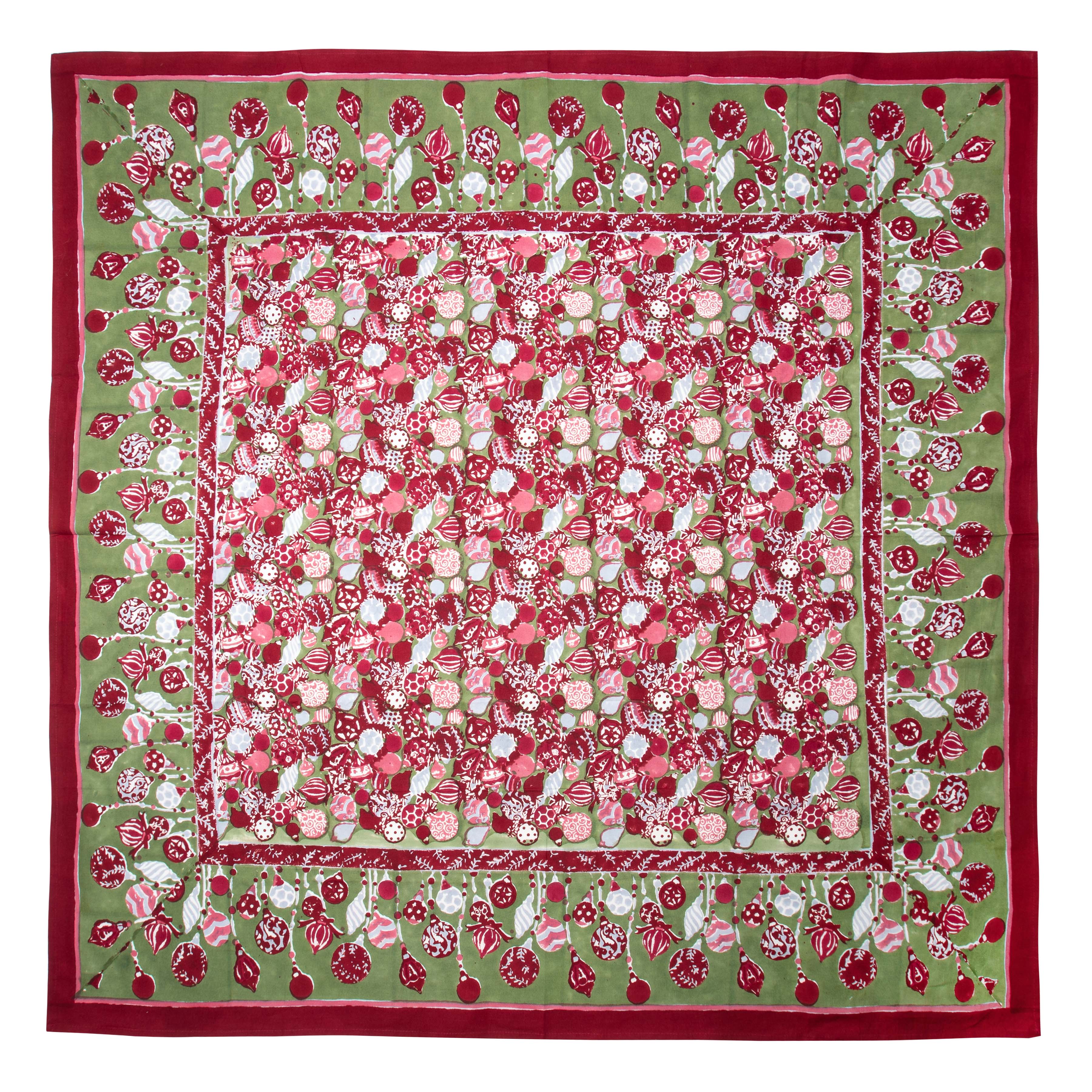 French Tablecloth Ornaments Red & Green