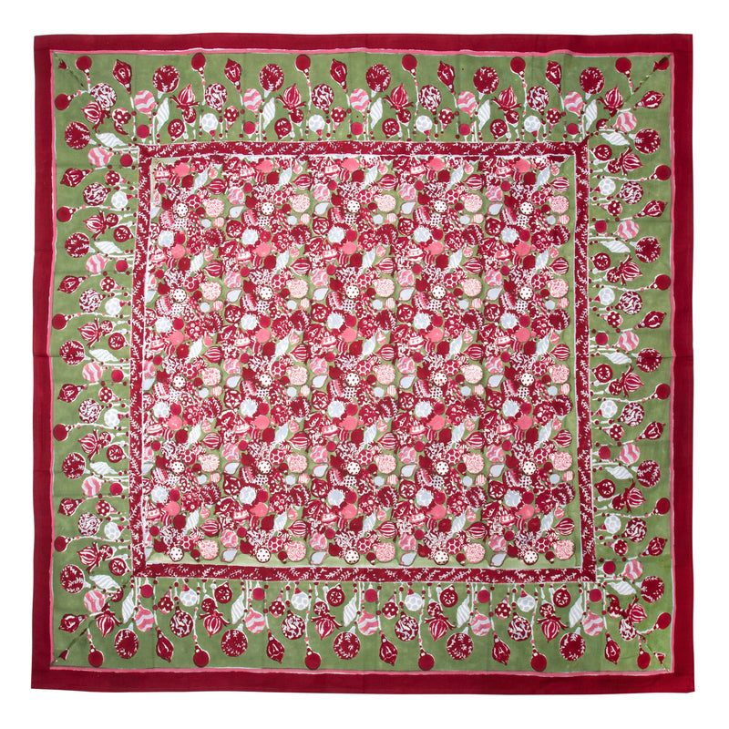 French Tablecloth Ornaments Red & Green