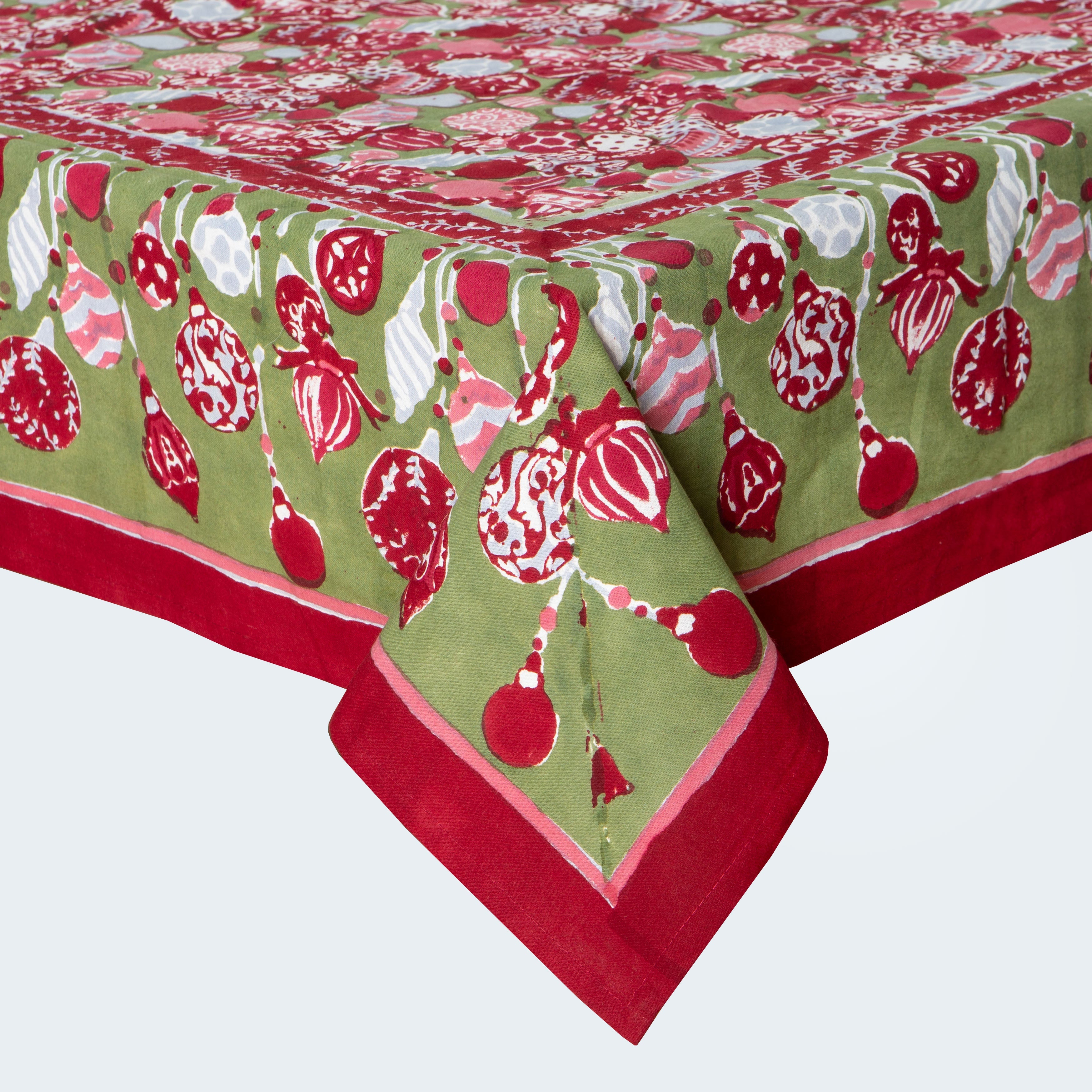 French Tablecloth Ornaments Red & Green