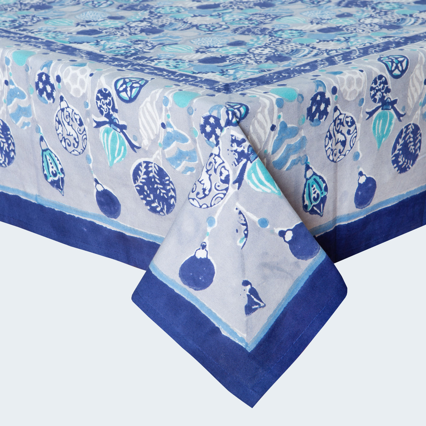 French Tablecloth Ornaments Blue