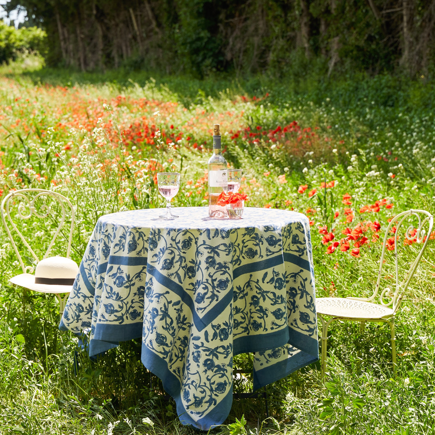 French Tablecloth Granada Cornflower Blue – CouleurNature