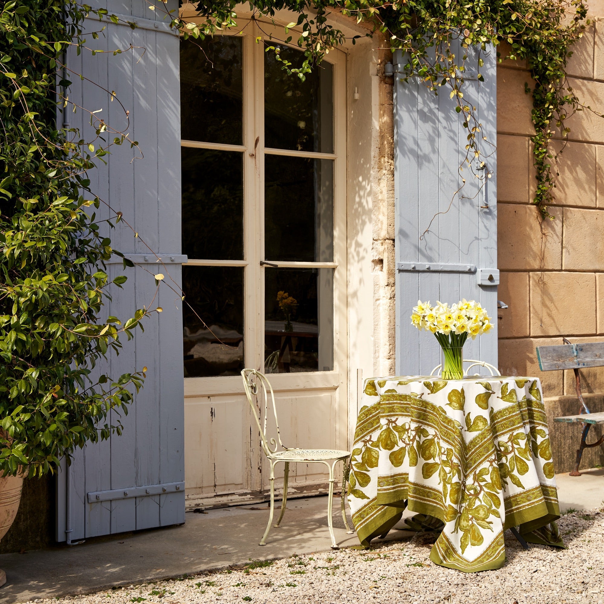 French Tablecloth Orchard Pear Green